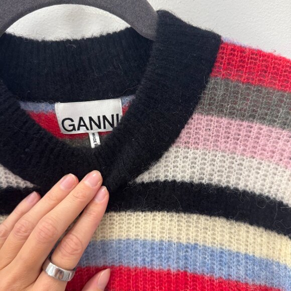 Ganni Wool Blend Mock Turtle Neck Sweater Size L - Picture 6 of 7